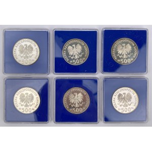 SREBRO 500 złotych 1987 Mistrzostwa Europy w Piłce Nożnej - zestaw (6szt)