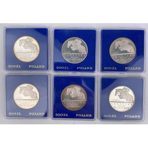 SREBRO 500 złotych 1987 Olimpiada Seul - zestaw (6szt)