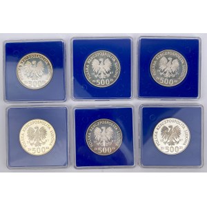 SREBRO 500 złotych 1987 Olimpiada Seul - zestaw (6szt)