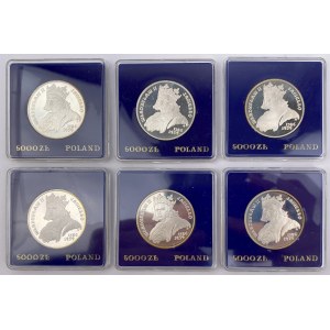 SREBRO 5.000 złotych 1989 Władysław Jagiełło - zestaw (6szt)