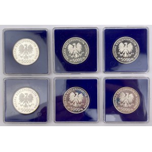 SREBRO 5.000 złotych 1989 Władysław Jagiełło - zestaw (6szt)