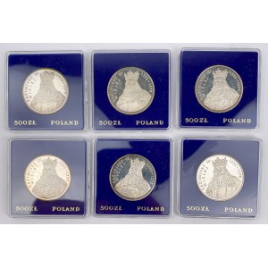 SREBRO 500 złotych 1987 Kazimierz III Wielki - zestaw (6szt)