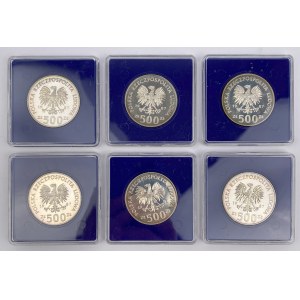 SREBRO 500 złotych 1987 Kazimierz III Wielki - zestaw (6szt)