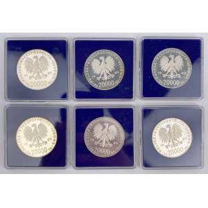 SREBRO 20.000 złotych 1989 Mistrzostwa Świata w Piłce Nożnej - zestaw (6szt)