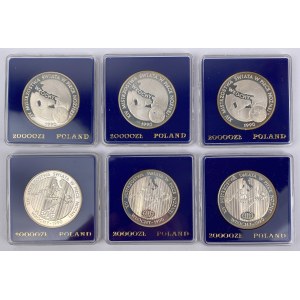 SREBRO 20.000 złotych 1989 Mistrzostwa Świata w Piłce Nożnej - zestaw (6szt)