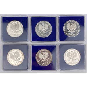 SREBRO 20.000 złotych 1989 Mistrzostwa Świata w Piłce Nożnej - zestaw (6szt)