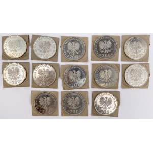 Próby CuNi 200 złotych 1988 Mistrzostwa Świata w Piłce Nożnej - zestaw (13szt)