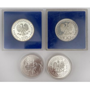 SREBRO 10 - 100.000 złotych 1976-2002 - zestaw (4szt)