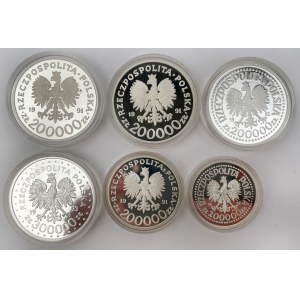 100.000 - 300.000 złotych 1991-1993 - zestaw (6szt)