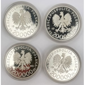 200.000 złotych 1990-1991 Generałowie - zestaw (4szt)