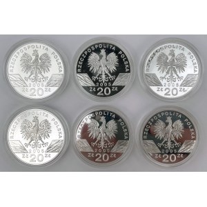 20 złotych 2005 Puchacz - zestaw (6szt)