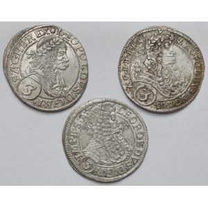 Austria, Leopold I, 3 krajcary 1673-1697 - zestaw (3szt)