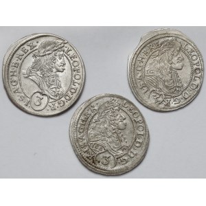 Węgry, Leopold I, 3 krajcary 1694-1699 - zestaw (3szt)