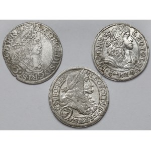 Austria, Leopold I, 3 krajcary 1663-1704 - zestaw (3szt)