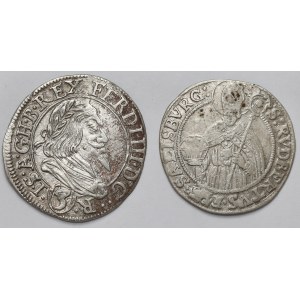 Austria, Ferdynand III i Max Gandolf von Kuenburg, 3 krajcary 1644-1679 - zestaw (2szt)