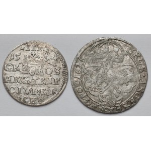 Zygmunt III Waza, Trojak Ryga 1594 i Szóstak Kraków 1626 - zestaw (2szt)