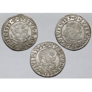Prusy, Albrecht Hohenzollern, Grosz Królewiec 1535-1544 - zestaw (3szt)