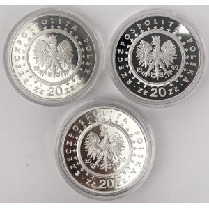 20 złotych 1998-2000 Zamki i pałace - zestaw (3szt)