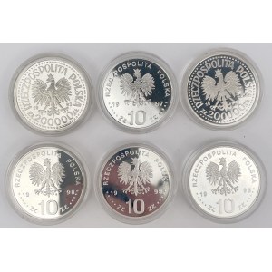 10 - 200.000 złotych 1992-1998 Królowie - zestaw (6szt)