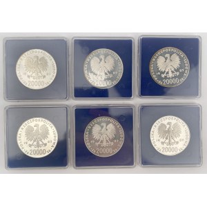SREBRO 20.000 złotych 1989 Mistrzostwa Świata w Piłce Nożnej - zestaw (6szt)