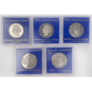 SREBRO 50 - 100 złotych 1972-1974 w tym próby - zestaw (5szt)