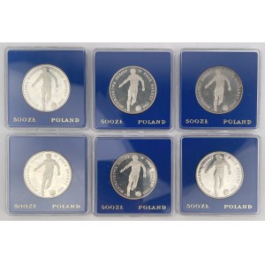 SREBRO 500 złotych 1987 Mistrzostwa Europy w Piłce Nożnej - zestaw (6szt)