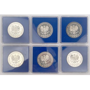 SREBRO 500 złotych 1987 Mistrzostwa Europy w Piłce Nożnej - zestaw (6szt)