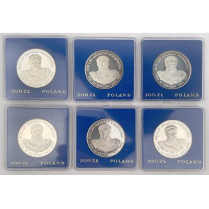 SREBRO 200 złotych 1983 Jan III Sobieski - zestaw (6szt)