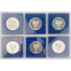 SREBRO 200 złotych 1983 Jan III Sobieski - zestaw (6szt)