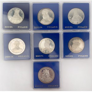 SREBRO 200 - 500 złotych 1979-1988 Królowie - zestaw (7szt)