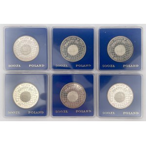 SREBRO 500 złotych 1986 Mistrzostwa Świata w Piłce Nożnej - zestaw (6szt)