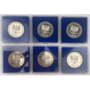 SREBRO 500 złotych 1986 Mistrzostwa Świata w Piłce Nożnej - zestaw (6szt)