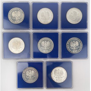 SREBRO 100 - 500 złotych 1982-1984 zwierzęta - zestaw (8szt)