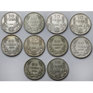 Bułgaria, 50 leva 1930-1934 - zestaw (10szt)