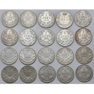 Bułgaria, 1 leva 1882-1913 - zestaw (20szt)
