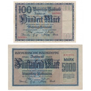 Germany, 100 & 5.000 Mark 1922 (2pcs)