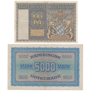 Germany, 100 & 5.000 Mark 1922 (2pcs)