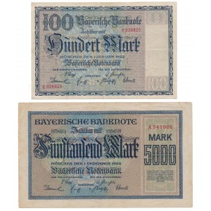 Germany, 100 & 5.000 Mark 1922 (2pcs)