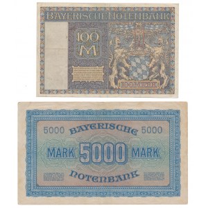 Germany, 100 & 5.000 Mark 1922 (2pcs)