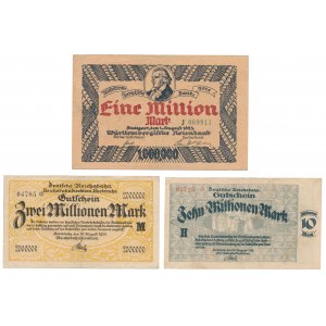 Germany, 1, 2 i 10 mln Mark 1923 (3pcs)