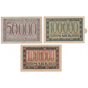 Germany, 50.000, 100.000 Mark & 1 mln Mark 1923 (3pcs)