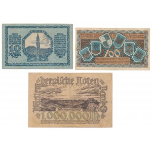 Niemcy, zestaw notgeldów 1918-1923 (3szt)