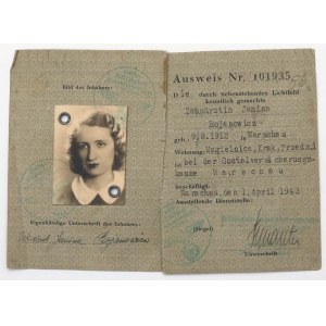 Okupacja, Personalausweis / Dowód osobisty - dla Polki 1943 - stempel Generalnego Gubernatorstwa