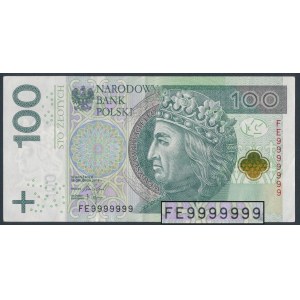 100 zł 2018 FE - 9999999 - numer jednorodny - SOLID