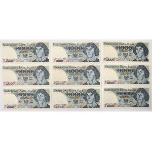 1.000 zł 1975 - KOLEKCJA SERII - zestaw (9szt)