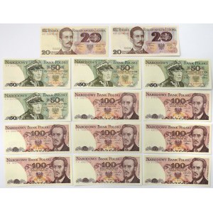 Zestaw 20, 50 i 100 zł 1982-1988 (14szt)