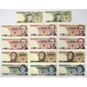 Zestaw 50 - 1.000 zł 1982-1988 (14szt)