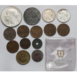 II RP, -Ost, GG, PRL, monety i żeton - zestaw (14szt)