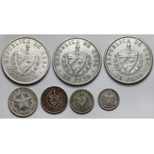 Kuba, 1 centavo - 1 peso 1915-1949 - zestaw (7szt)