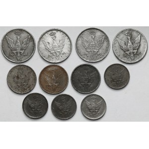Królestwo Polskie, 1 - 10 fenigów 1917-1918 - zestaw (11szt)